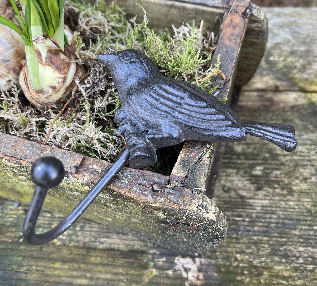 Gietijzeren kapstokhaak vogel met enkel haak bruin KH722, Robanjer, Wandhaken, Ambachtsheerelaan 9a 3481GJ Harmelen, Nieuw
