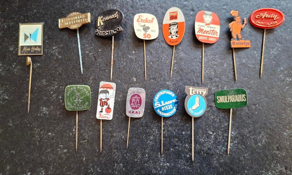 Collectie van 14 Vintage Reclame Speldjes / Pins, Ophalen of Verzenden, Gebruikt