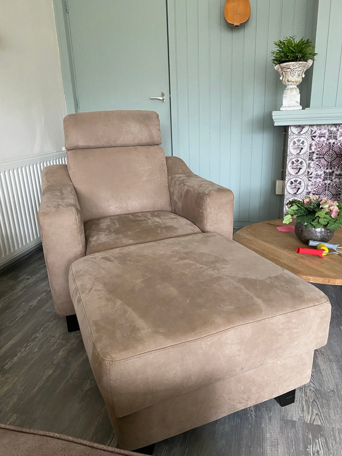 Fauteuil met voetenbank - Zo goed als nieuw, Ophalen, 100 tot 125 cm, Zo goed als nieuw, 75 tot 100 cm