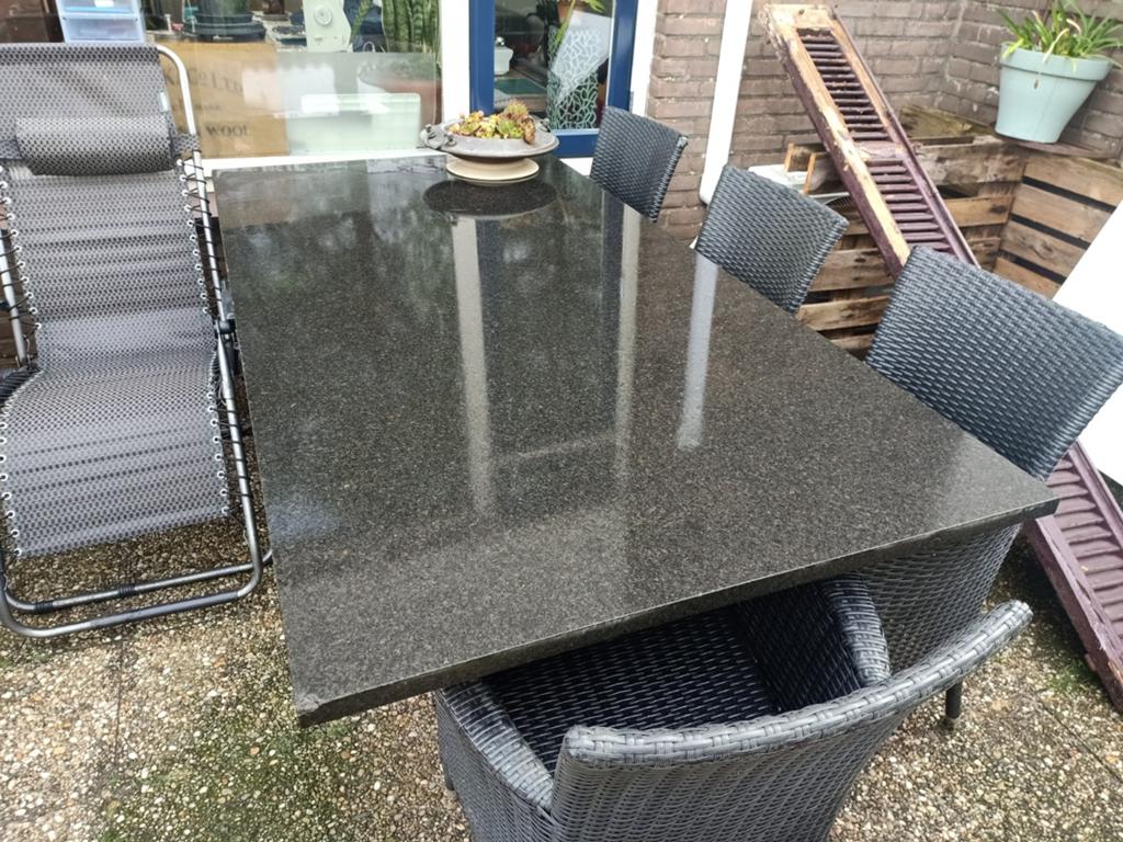 Tuintafel 200 x 100 hardstenen buiten tafel, Ophalen, Overige materialen, Gebruikt, Eettafel