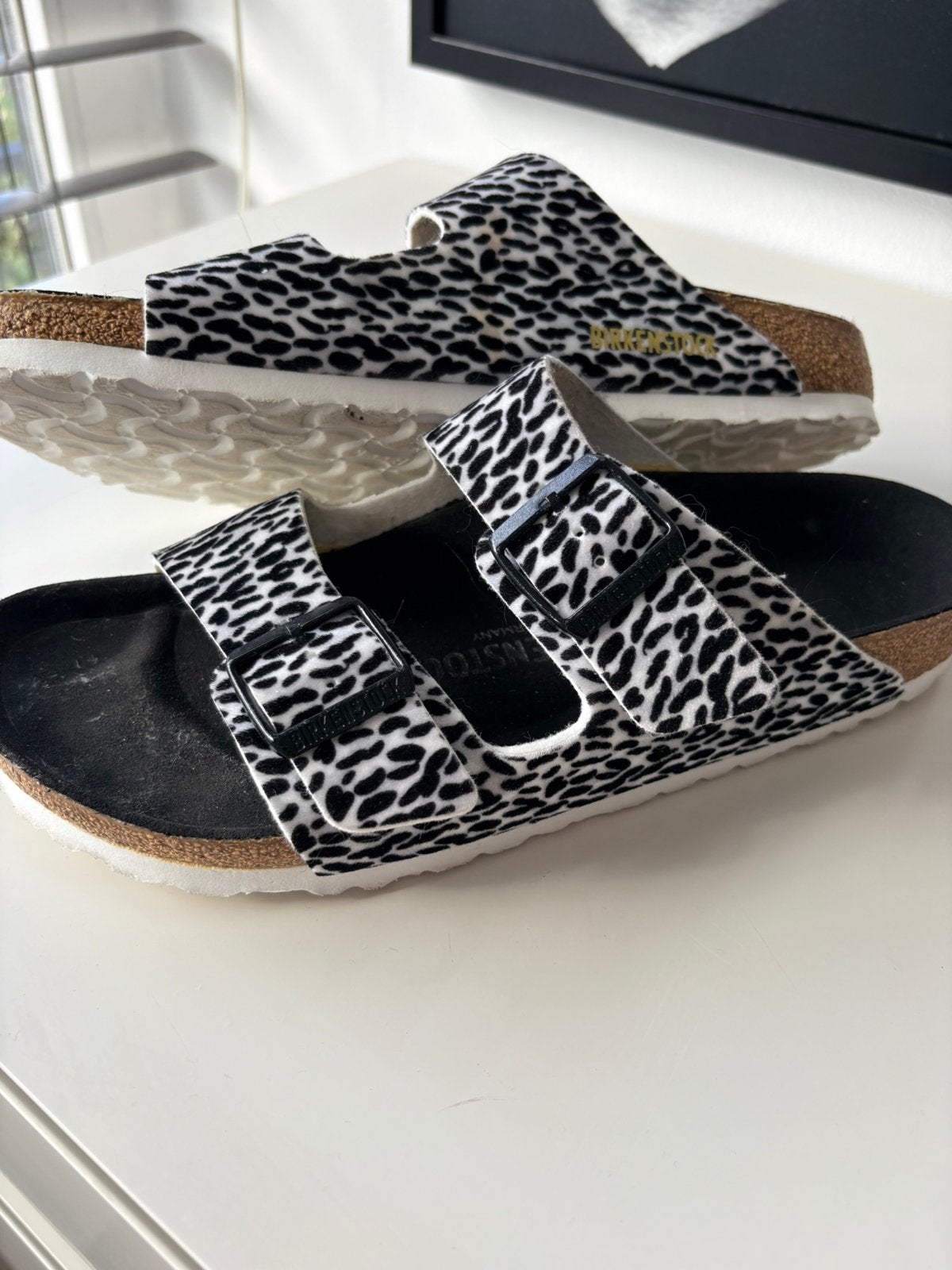 Birkenstock maat 42 origineel zebra zgan !, Zwart, Zo goed als nieuw, Sandalen of Muiltjes, Ophalen of Verzenden