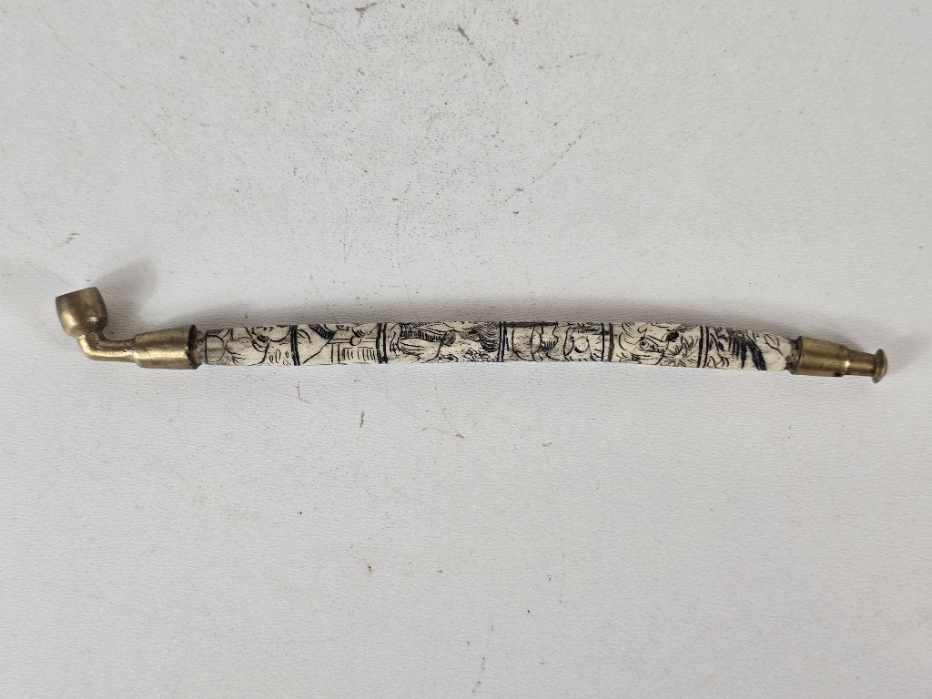 Tabakspijp opiumpijp, been messing, China, 1e helft 20e eeuw, Ophalen of Verzenden, Koper