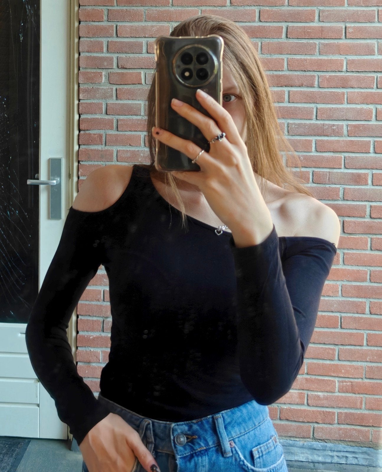 Amisu cut out top maat XS - als nieuw!, Zwart, Ophalen of Verzenden, Zo goed als nieuw, Lange mouw