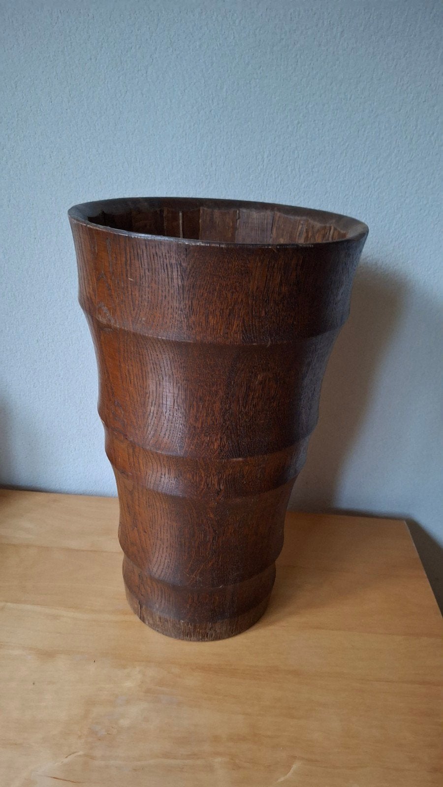 Antieke / vintage  massief houten Paraplu houder, Ophalen of Verzenden