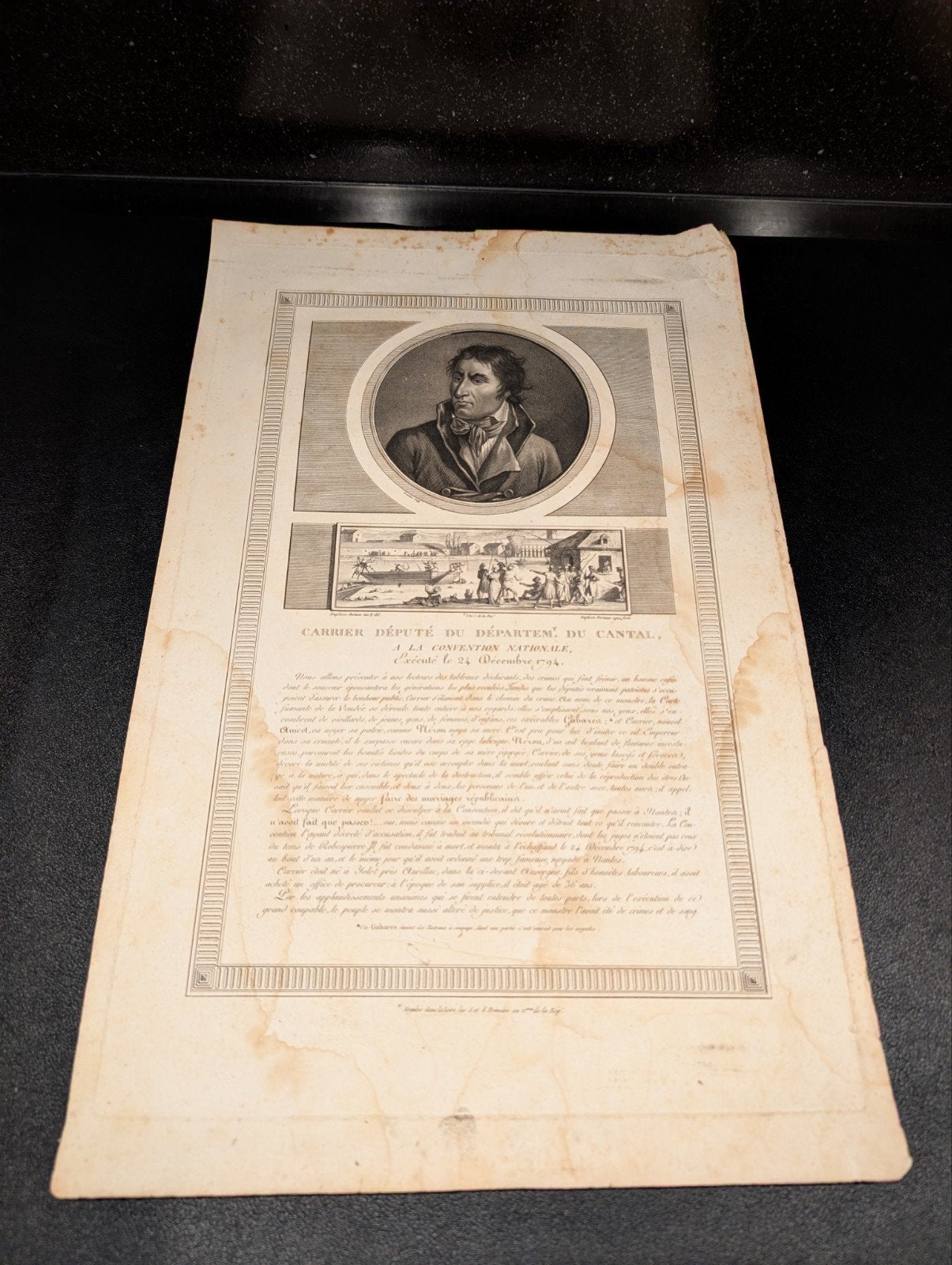 Antieke Franse Revolutie Gravure: Jean-Baptiste Carrier, Ophalen of Verzenden