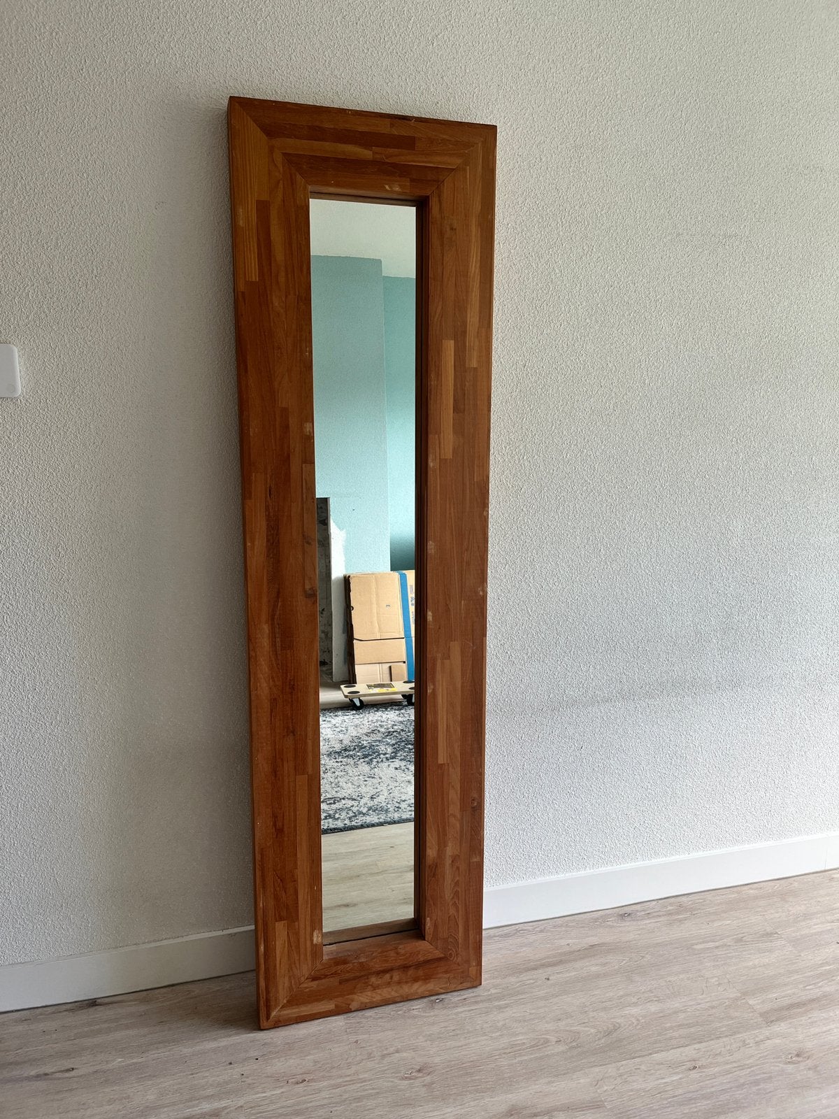 Spiegel Teak, Ophalen, Zo goed als nieuw, 150 tot 200 cm, Rechthoekig