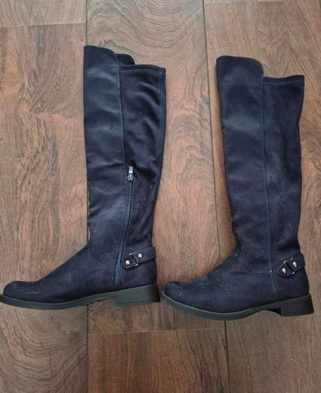 Donkerblauwe hoge laarzen, maat 37, Kleding | Dames, Hoge laarzen, Blauw, Ophalen of Verzenden, Trend One