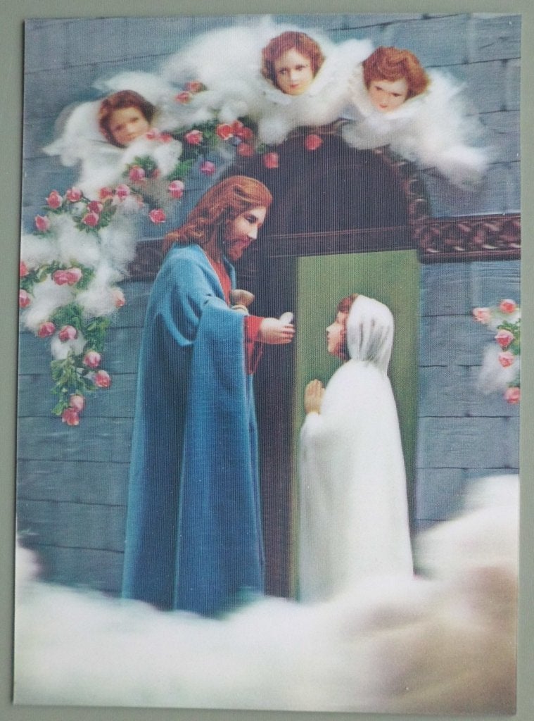 Jezus met meisje en engelen - 3D onbeschreven kaart, Ophalen of Verzenden, 1980 tot heden, Ongelopen, Overige thema's