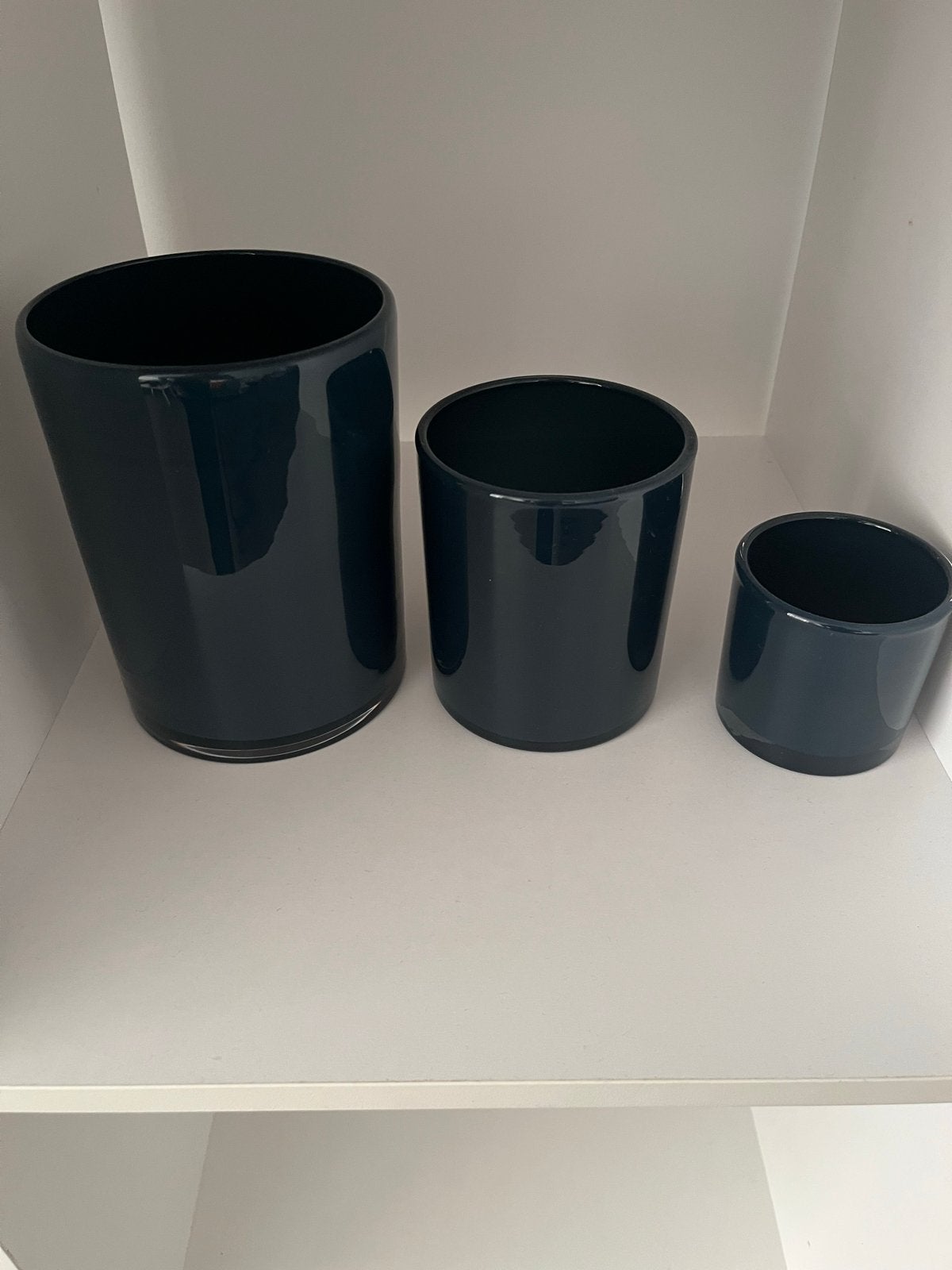 IKEA BLÅNDANDE Vazen Set - 3 Stuks Donkerblauw Glas, Ophalen, Blauw, Geschikt voor droogbloemen, Glas