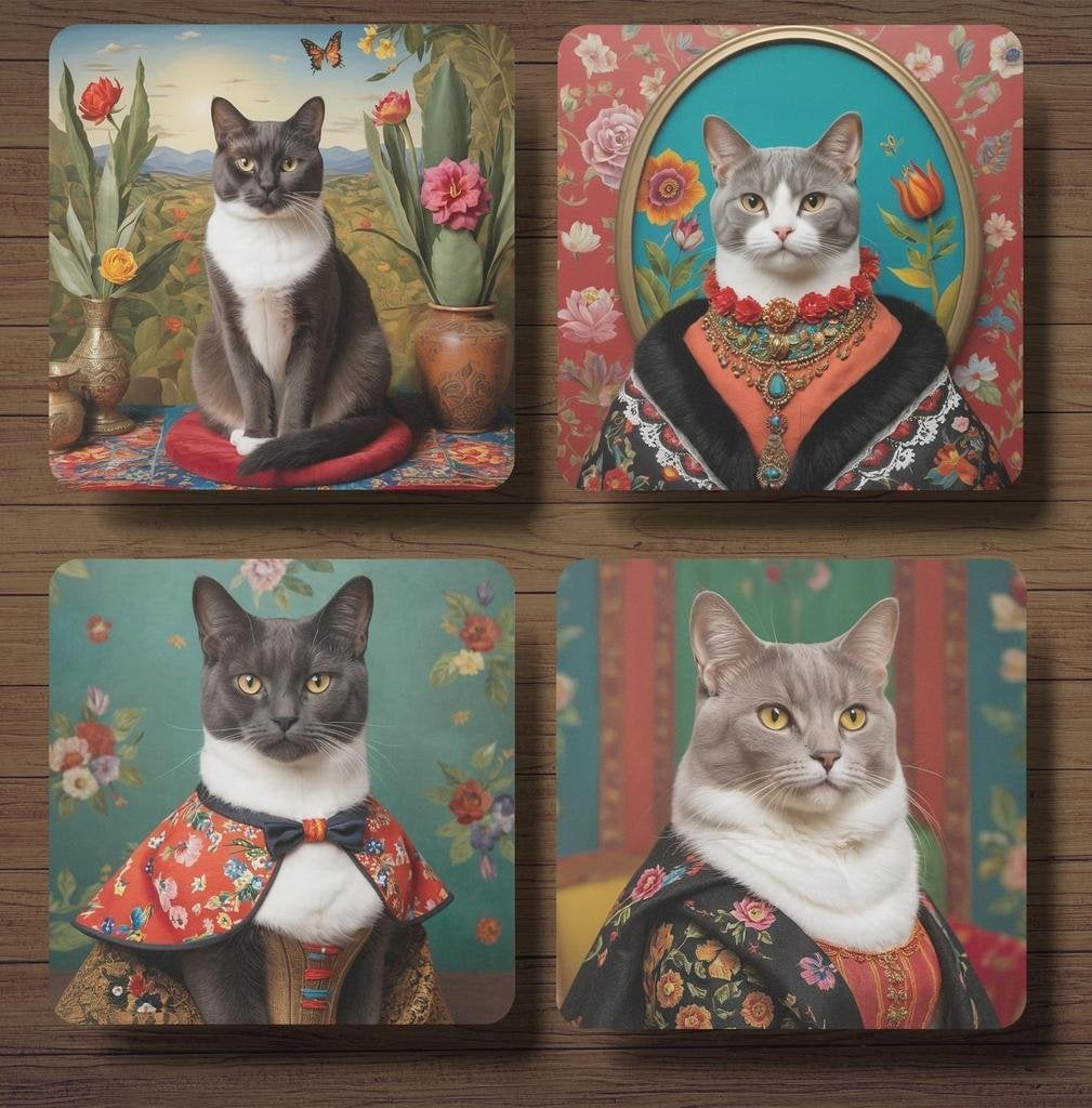 Brits Korthaar Frida Kahlo onderzetters met houder, Huis en Inrichting, Ophalen of Verzenden, Nieuw