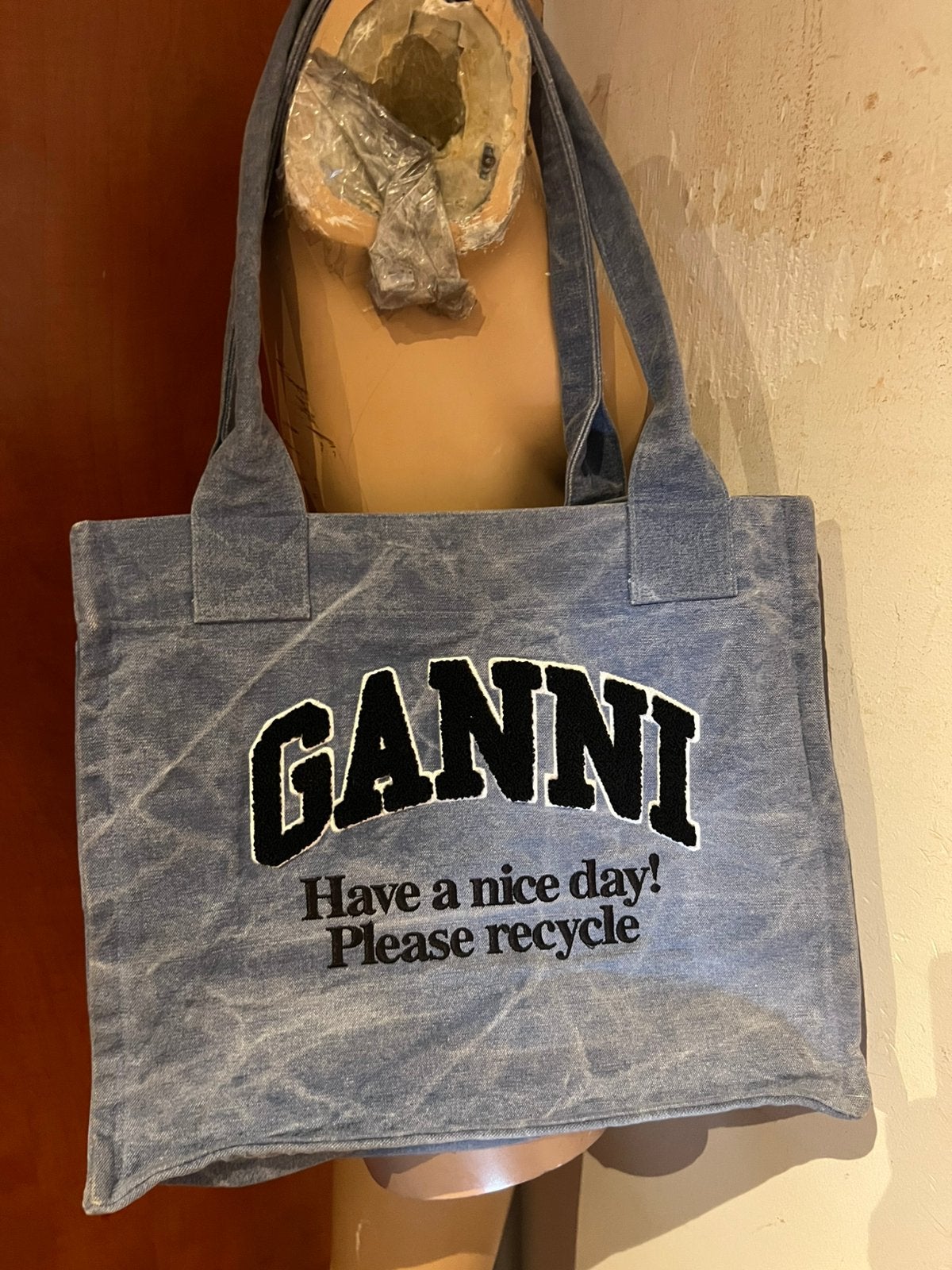 GANNI jeans tas origineel zgan, Ophalen of Verzenden, Zo goed als nieuw, Blauw, Shopper