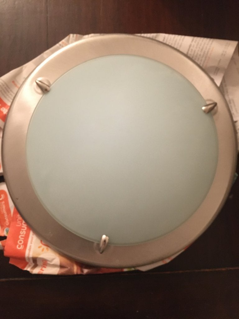 Ikea Plafondlamp platte lamp van metaal en glas max 60watt, Zilver, Gebruikt, Ophalen of Verzenden, Plafondlamp