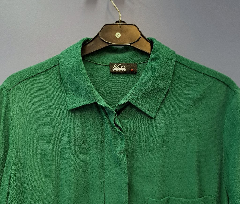 &Co Woman doorknoopjurk bos groen viscose maat M art 50075, Kleding | Dames, Maat 38/40 (M), ., &Co Woman, Ophalen of Verzenden