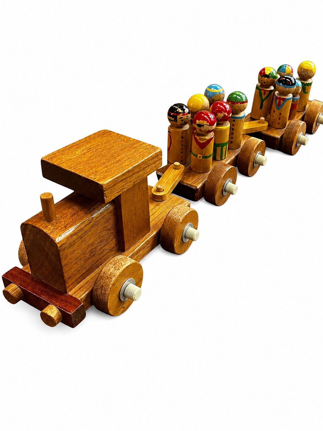 Houten speelgoedtrein met poppetjes, Kinderen en Baby's, Speelgoed | Houten speelgoed, Ophalen, Gebruikt, Duw- of Trekspeelgoed