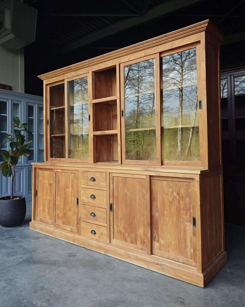 Grote en brede winkelkast teakhout | Buffetkast teak #9999