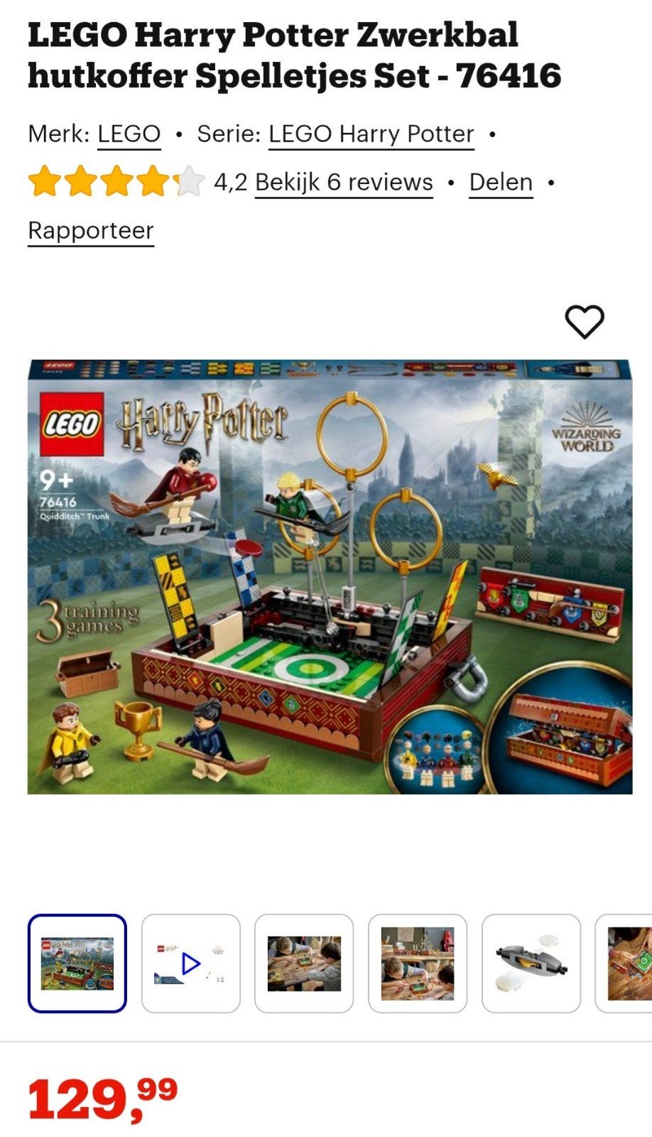 LEGO Harry Potter Zwerkbal hutkoffer Spelletjes Set - 76416, Ophalen of Verzenden, Actiefiguurtje