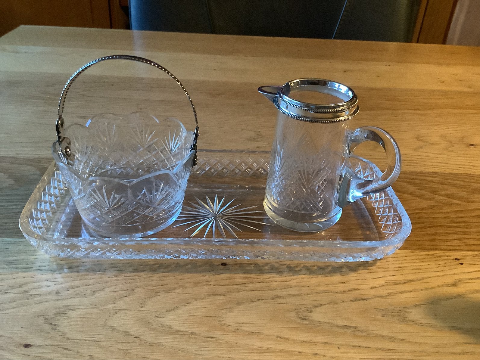 Prachtig roomstel kristal met echt zilver, Antiek en Kunst, Ophalen of Verzenden