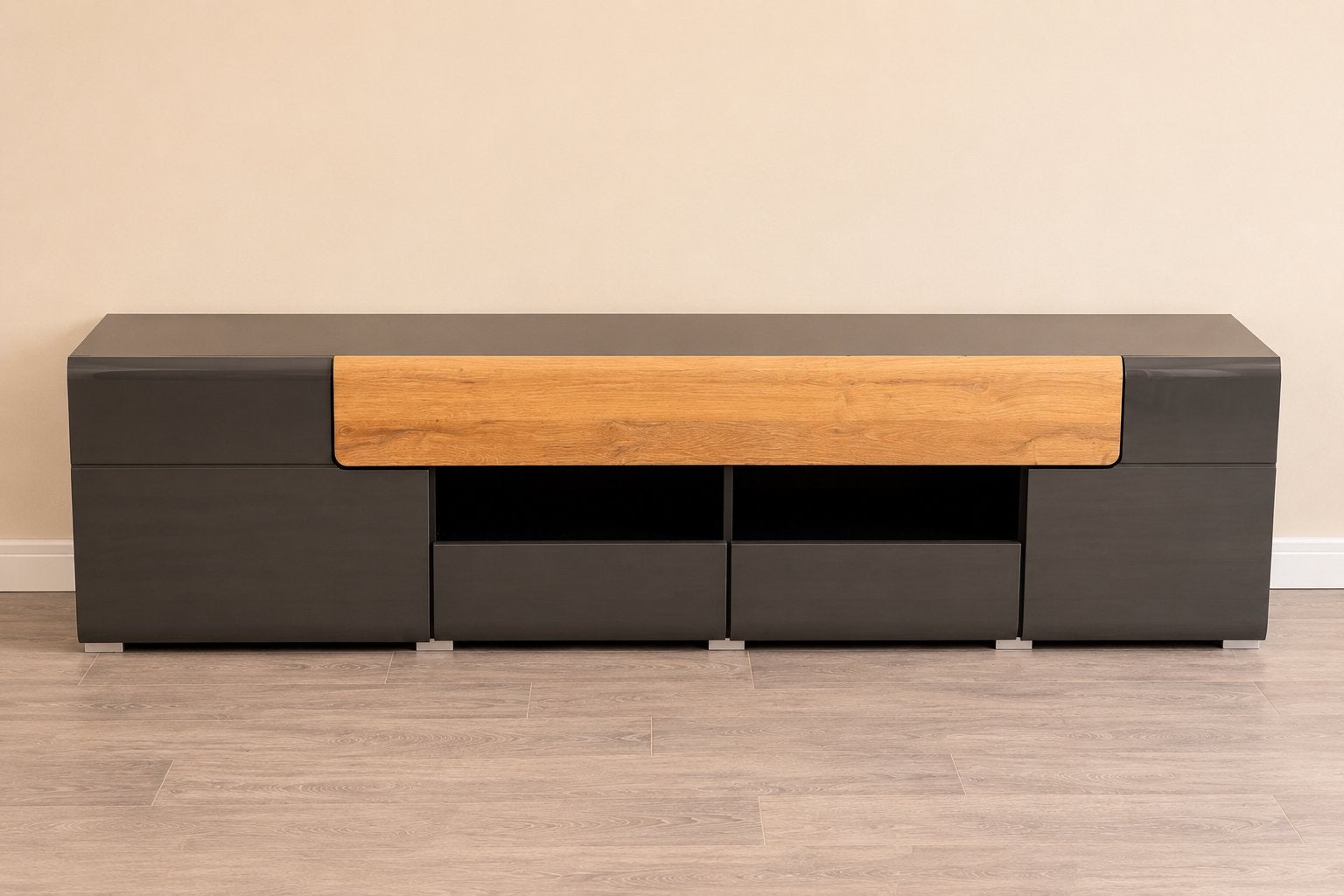 Otto TV-meubel lowboard, antracietgrijs met houten lade, Ophalen of Verzenden, Zo goed als nieuw, 200 cm of meer, Minder dan 100 cm