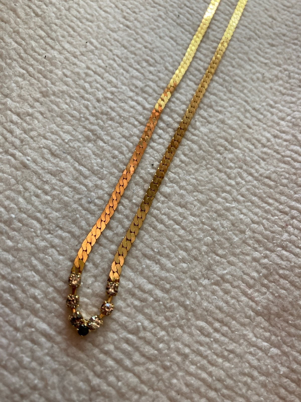 Gouden ketting met strass steentjes, Overige materialen, Gebruikt, Ophalen of Verzenden, Goud
