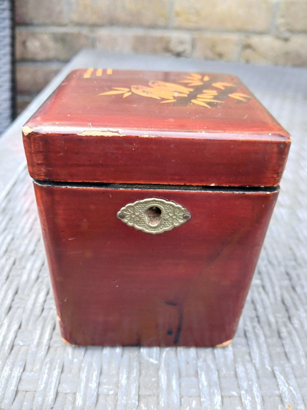 Antieke Chinese Lakdoos met Vogelmotief, Ophalen of Verzenden