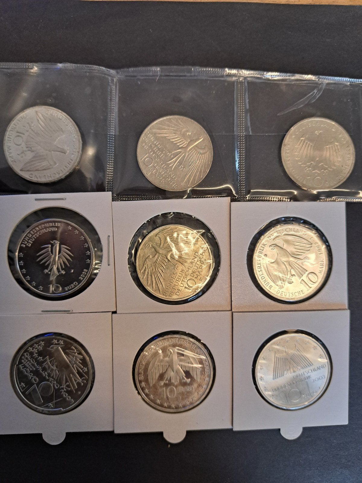 Zilvergeld Duitsland 10 marken & 10 Euro 9 stuks, Ophalen of Verzenden, Duitsland, Setje, Zilver