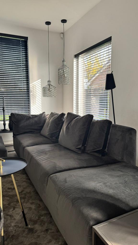 Passe Partout bank + fauteuil + poef | Antraciet | 410 cm, Ophalen, 100 tot 125 cm, 300 cm of meer, Zo goed als nieuw
