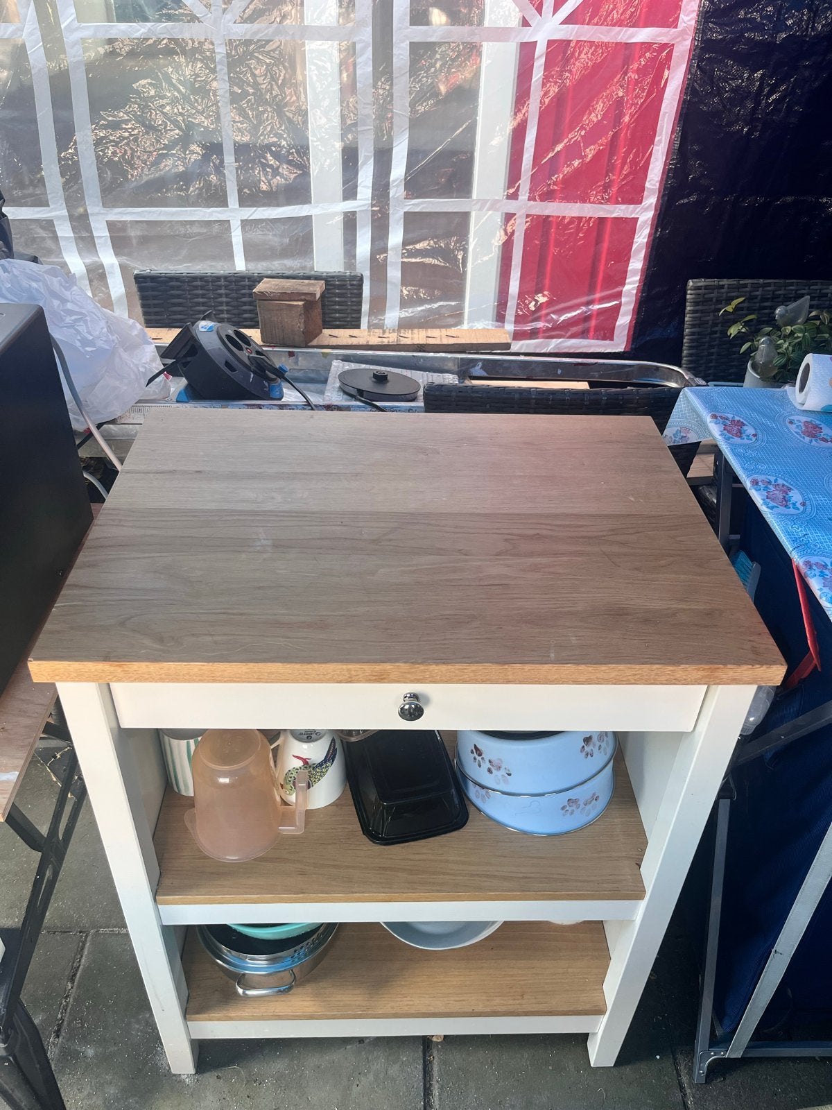 IKEA TORNVIKEN Keuken island - Off-white/Eiken, Huis en Inrichting, Ophalen, Gebruikt, Hout, IKEA