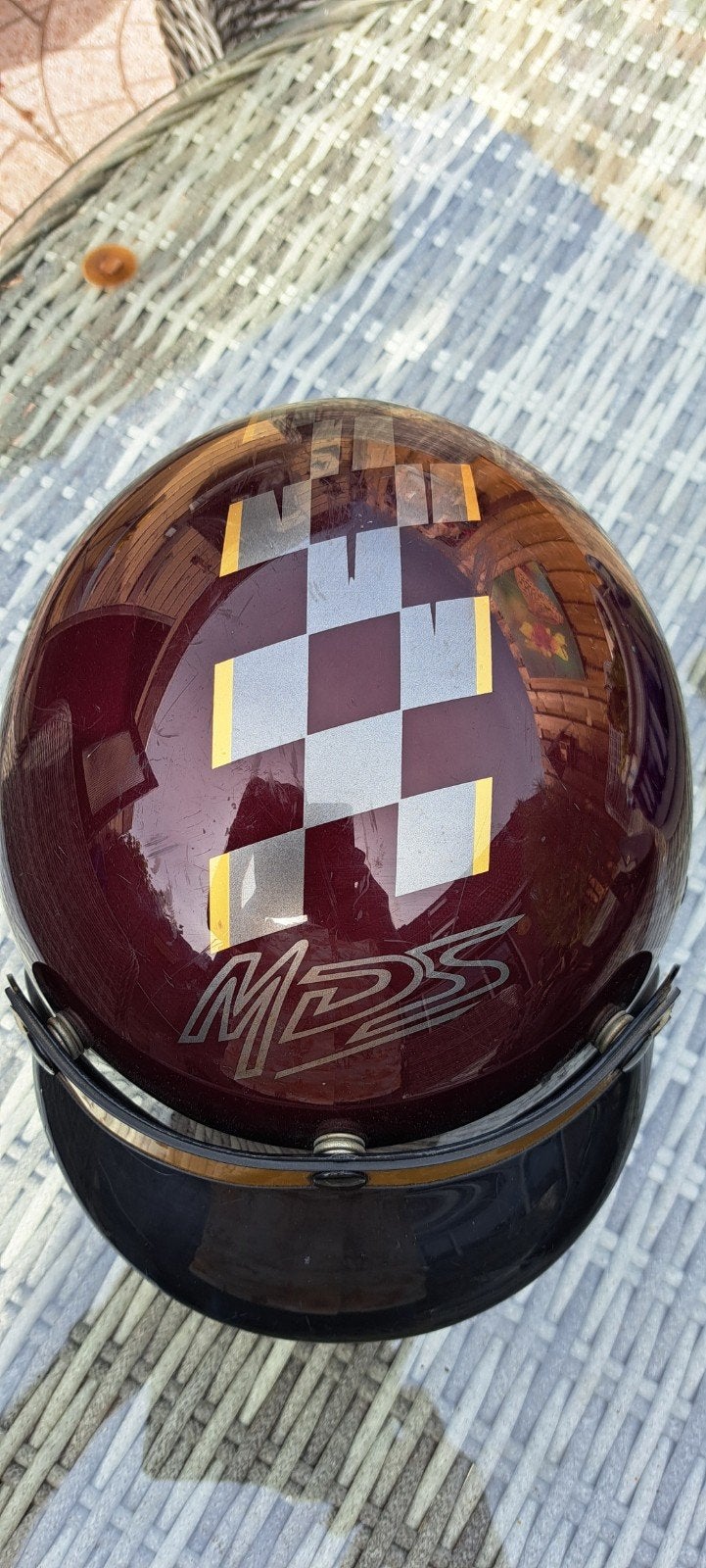 Vintage brommer helm.Merk mds., Fietsen en Brommers, Brommerhelmen, Ophalen, Gebruikt
