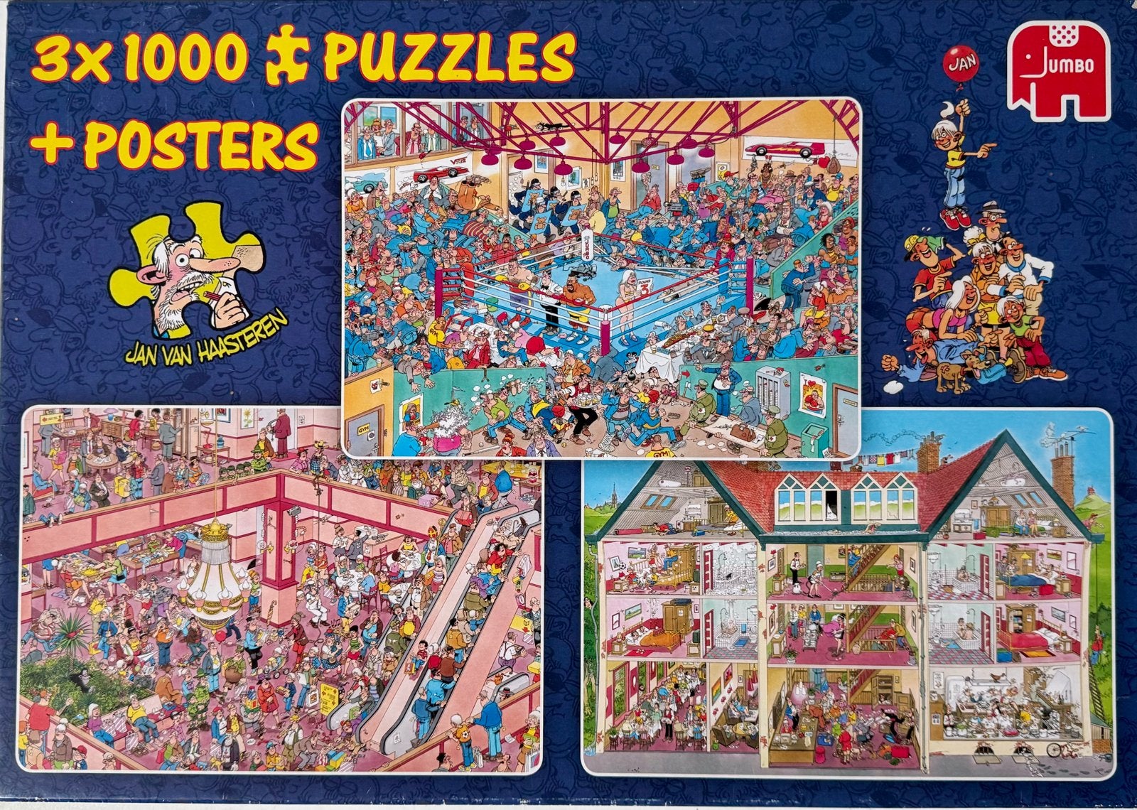 Jan van Haasteren 3x 1000 stukjes puzzel (compleet), Ophalen of Verzenden, 500 t/m 1500 stukjes, Gebruikt, Legpuzzel
