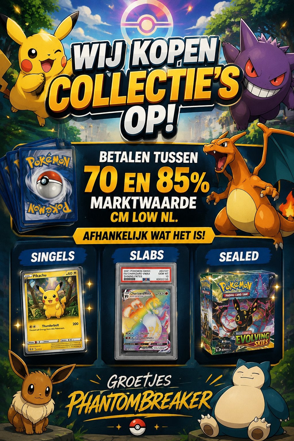 Wij kopen Pokémon collecties op! Singles, Slabs, Sealed, Ophalen, Gebruikt, Overige typen