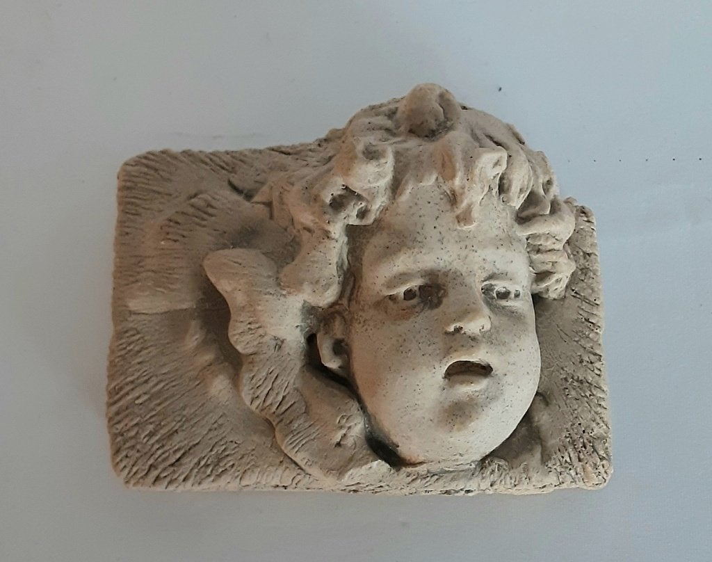 Brocante Reliëfsculptuur Cherubijn/Engel Hayes Parker (2), Antiek en Kunst, Ophalen of Verzenden