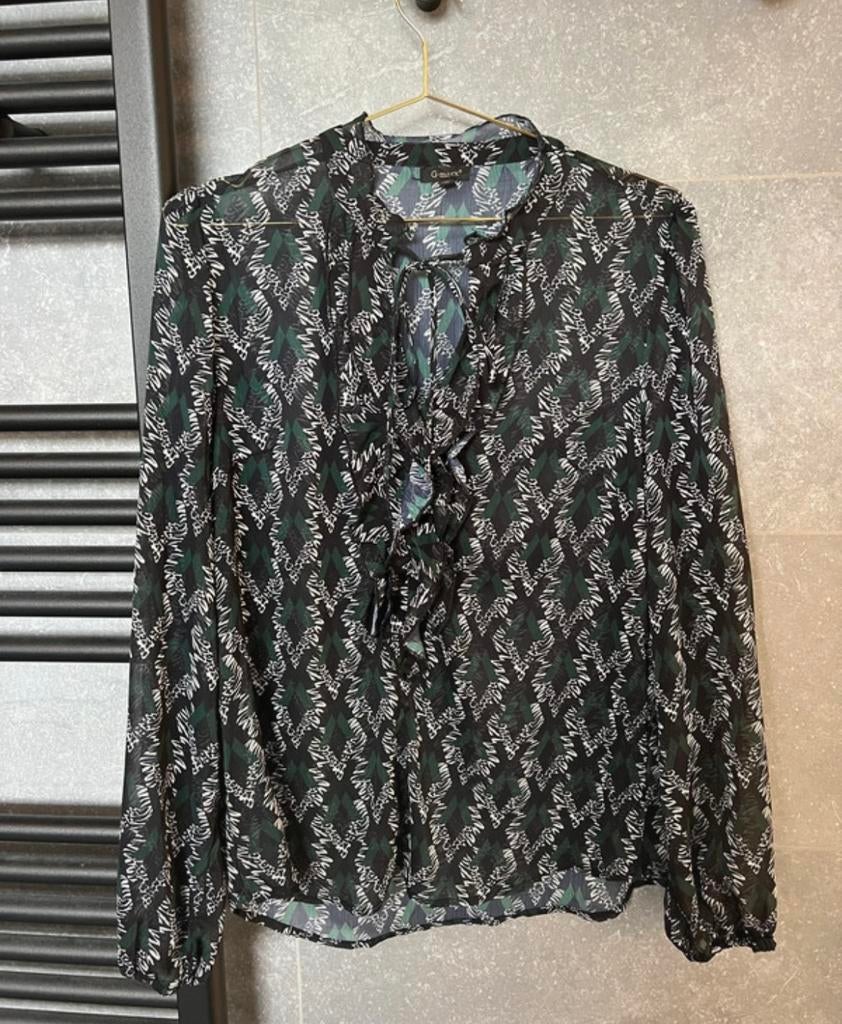 Donkergroene blouse met lange mouwen en print G-Maxx maat M, Ophalen of Verzenden, Zo goed als nieuw, Maat 38/40 (M), Groen