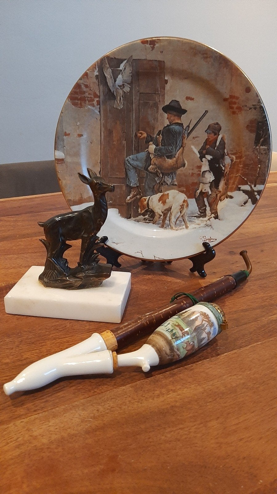 jacht taferelen, bord , ree en duitse jachtpijp., Ophalen of Verzenden