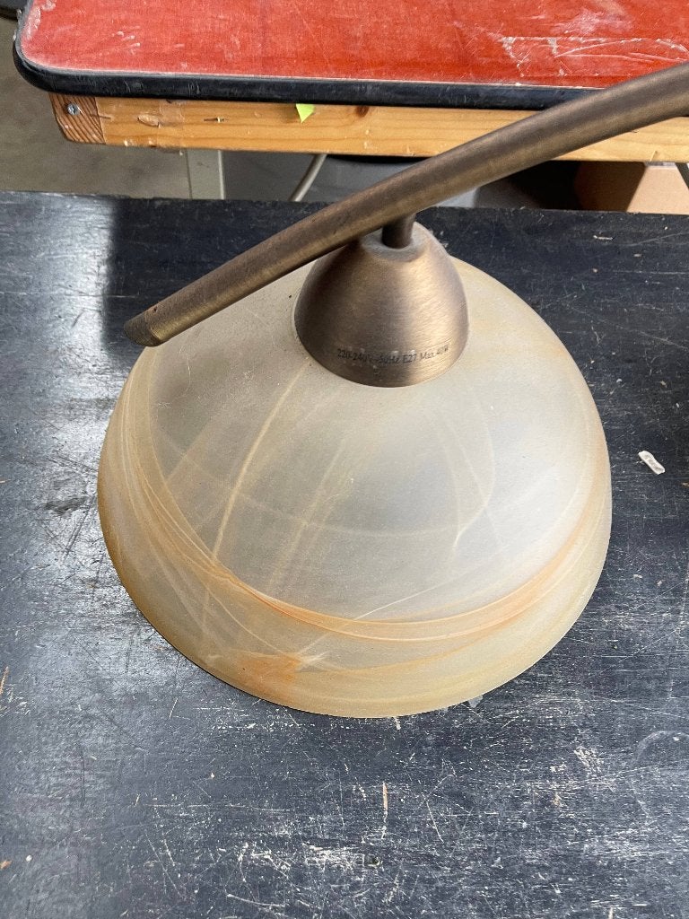 Hanglamp Morgano 3-L Brons met Glas Lamp Verstelbaar 105cm, Huis en Inrichting, Lampen | Hanglampen, Ophalen, Gebruikt, Overige fittingen