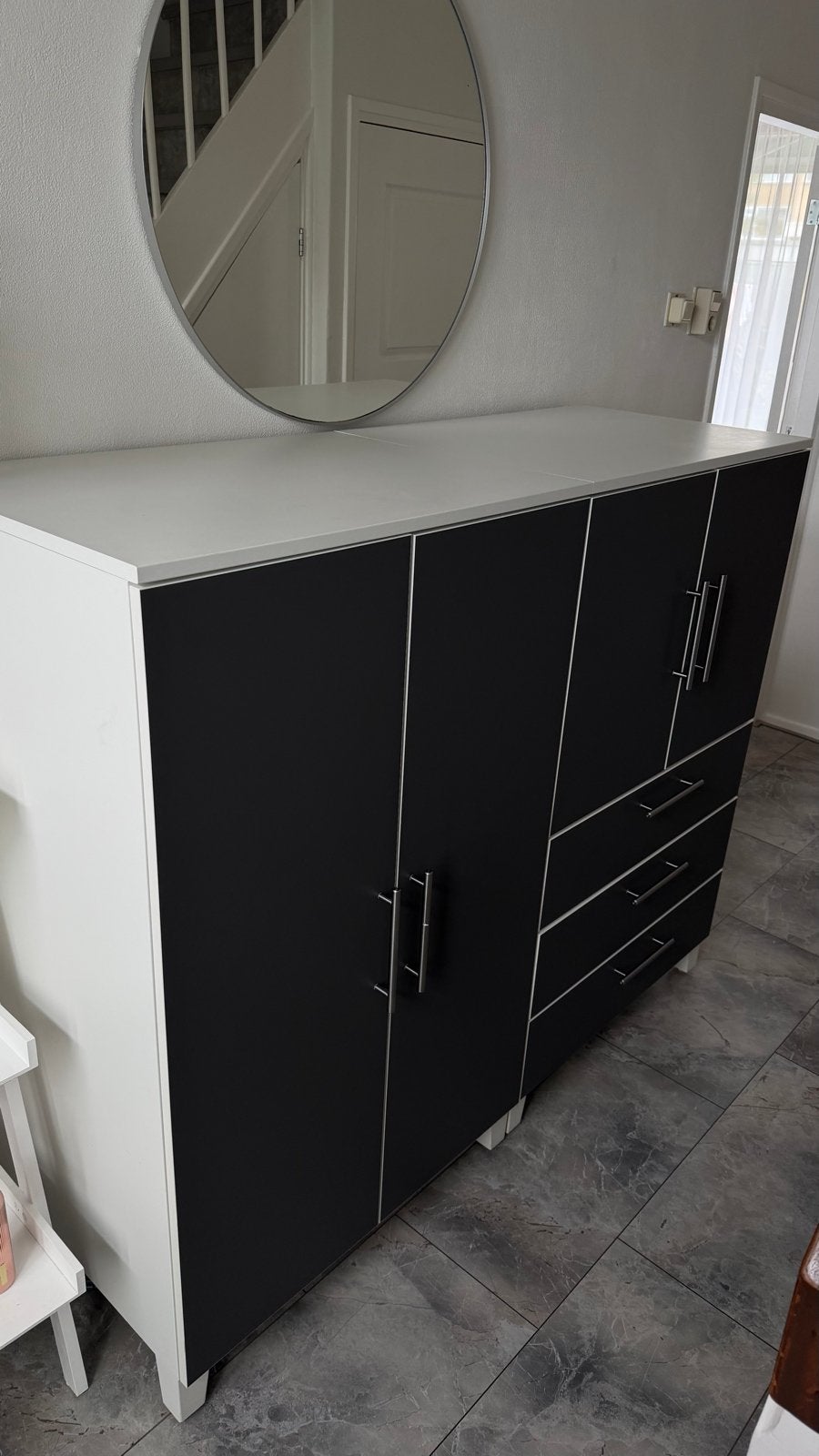 Ikea kast - Zwart/Wit met lades en deuren, Ophalen, Gebruikt