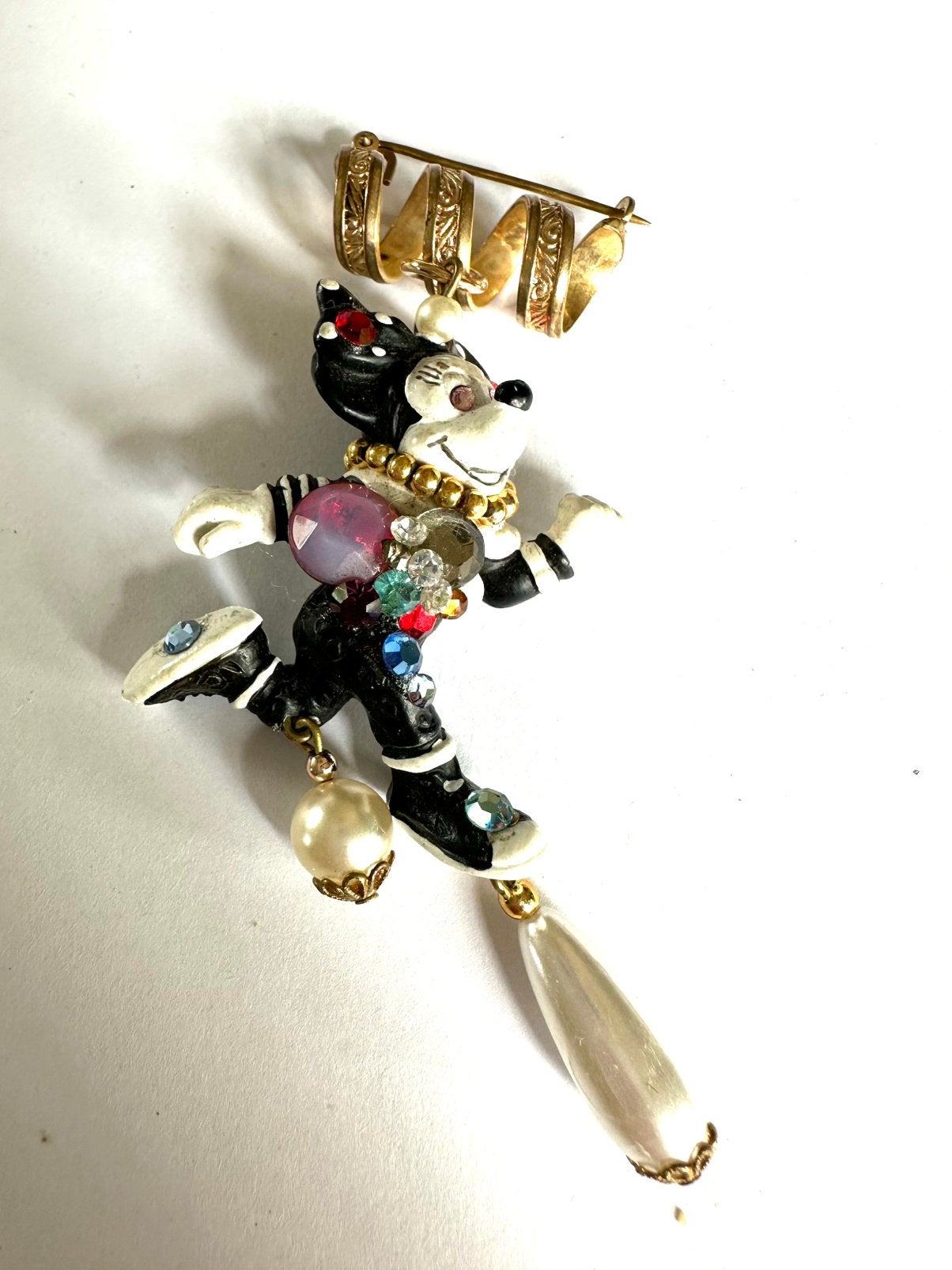 Vintage Bully Mickey Mouse broche, Met strass, Overige materialen, Gebruikt, Overige kleuren