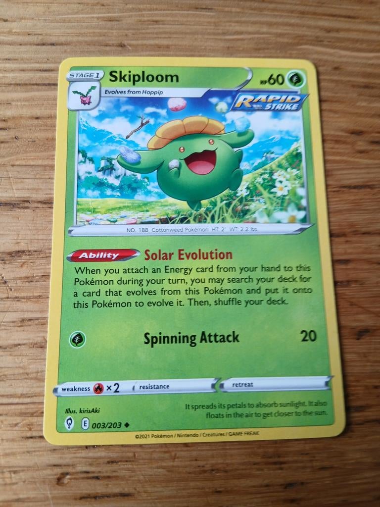Pokémon Kaart Skiploom 003/203 Rapid Strike, Ophalen of Verzenden, Zo goed als nieuw, Losse kaart