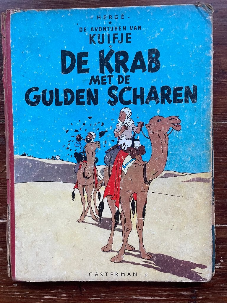 Kuifje: De Krab met de Gulden Scharen hardcover (1954), Gelezen, Eén stripboek, Hergé ,Casterman, Ophalen of Verzenden