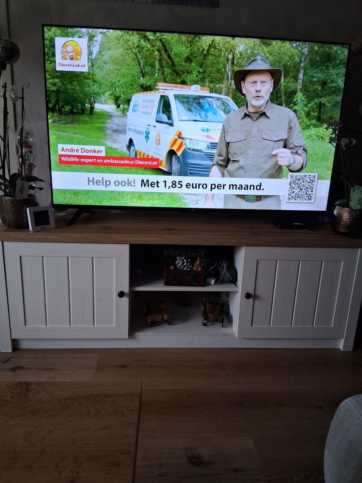 witte  bruin  stijlvolle  tv meubel, Ophalen, Gebruikt, 100 tot 150 cm, Minder dan 100 cm