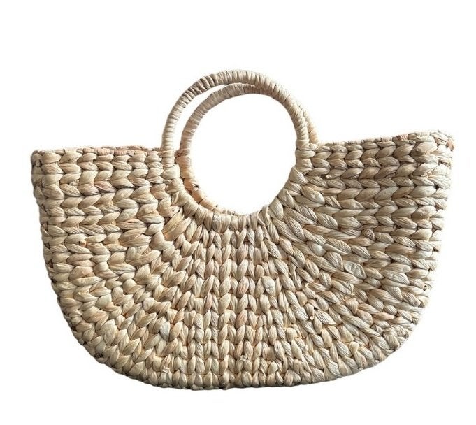 Handtas Strandtas Waterhyacinth  Beige Afsluitbaar - 30 cm, Verzenden, Nieuw, Beige, Handtas