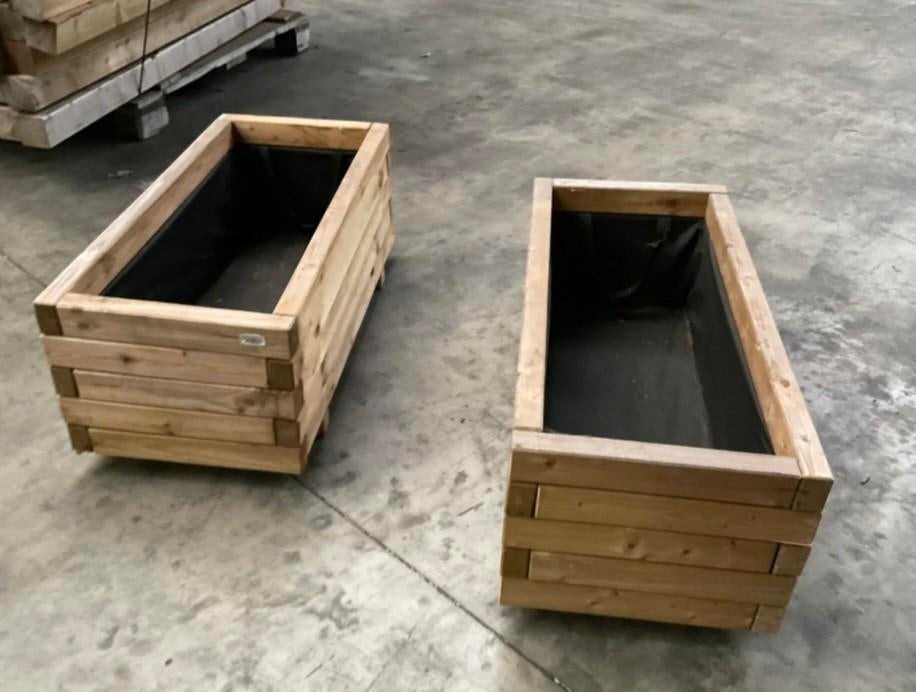 Houten plantenbakken 1x, Tuin en Terras, Bloembakken en Plantenbakken, Ophalen, 100 cm of meer, Nieuw, 60 cm of meer