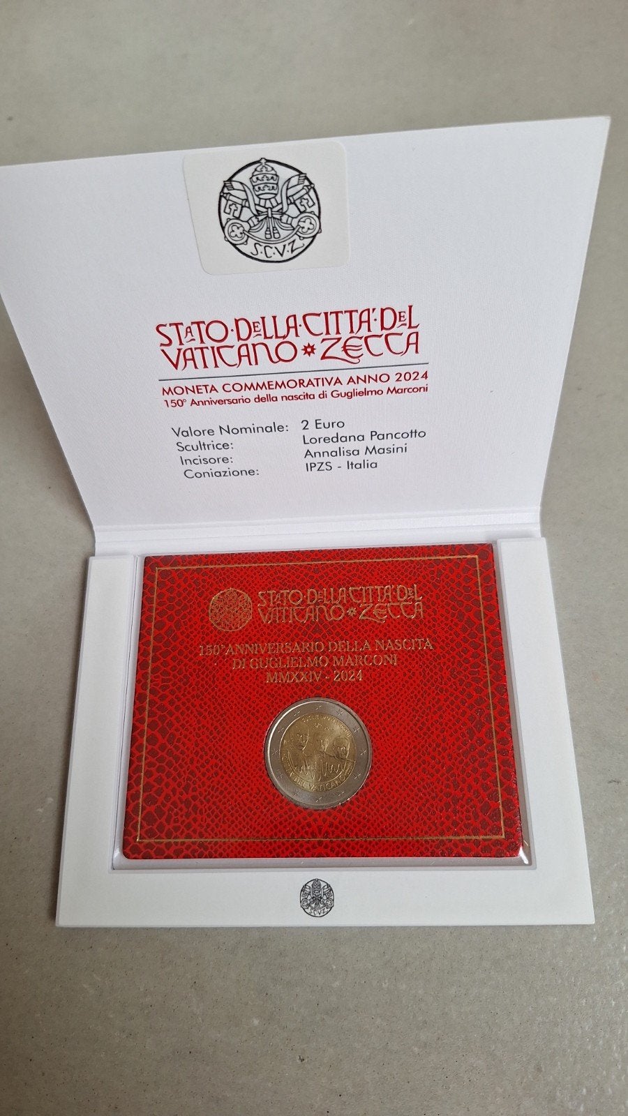 Vaticaan 2024 2 euro Guglielmo Marconi BU in coincard, Ophalen of Verzenden