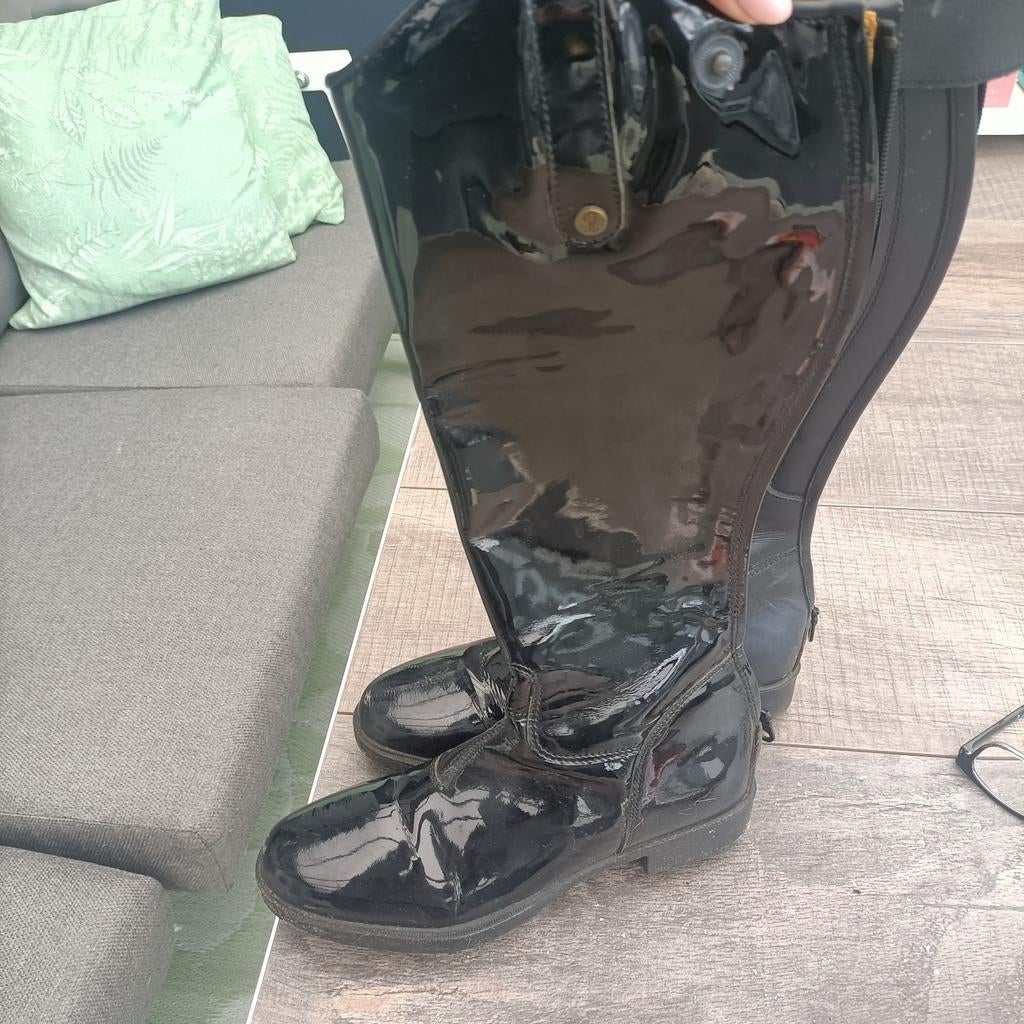 PAARDRIJLAARZEN MAAT 37 QHP leer lak, Ophalen, Dressuur, Schoeisel