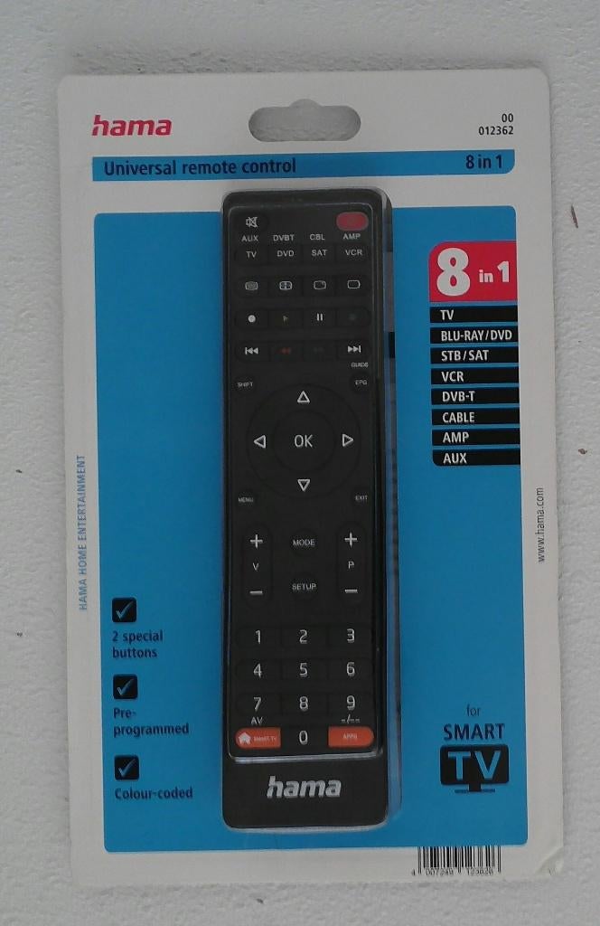Hama 8-in-1 universele afstandsbediening, Ophalen of Verzenden, Nieuw, Universeel