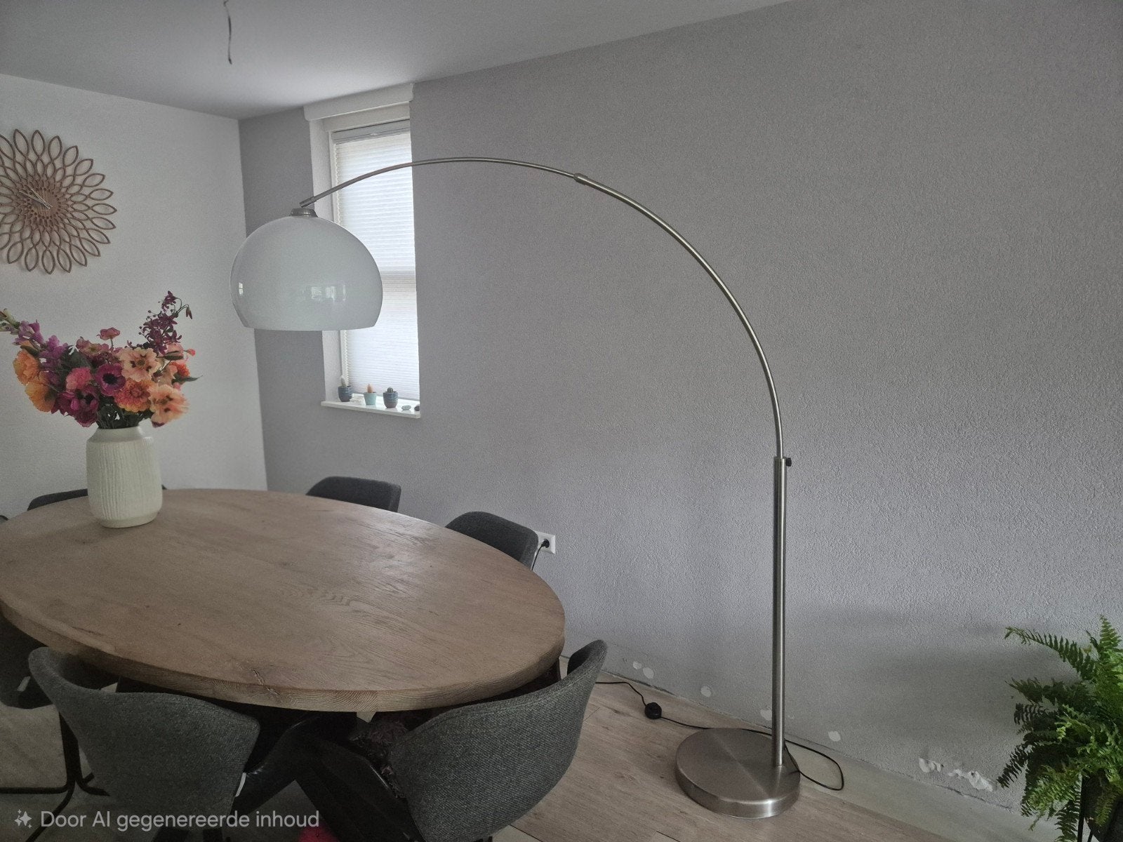 Booglamp, vloerlamp met Retro Bol, Huis en Inrichting, Ophalen, Gebruikt, E27 (groot), Metaal