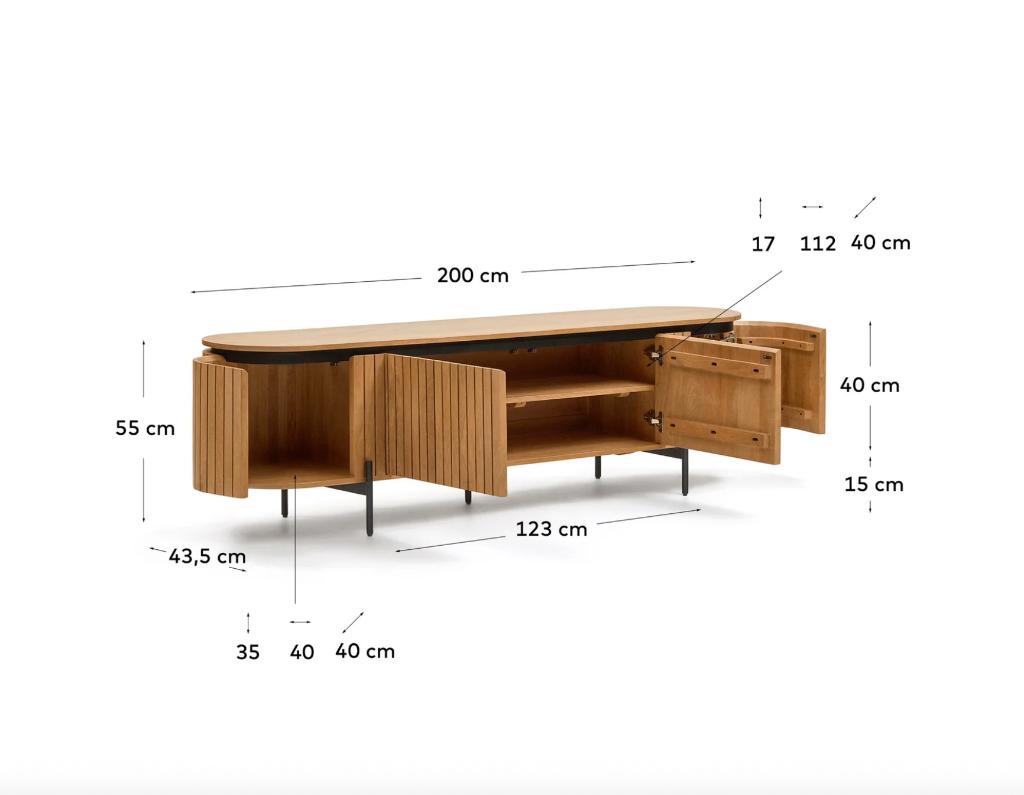Kave Home Licia Tv-meubel - 4-deurs | Van €1099, nu, Kave Home, Kave Home, Nieuw, Ophalen of Verzenden