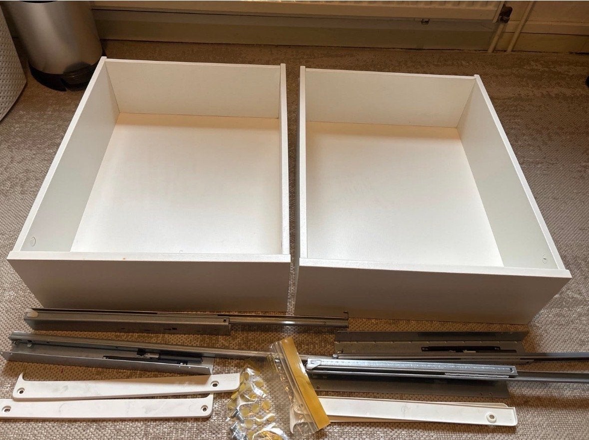 2 IKEA lades voor PAX kast, wit, inclusief rails, Huis en Inrichting, Ophalen, Gebruikt, 1 of 2 laden, 50 tot 100 cm