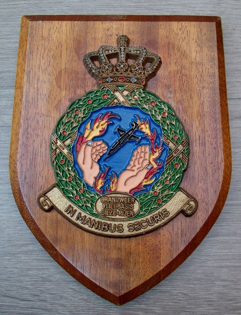 Wapenschild Brandweer Vliegbasis Gilze-Rijen, Verzamelen, Verzenden, Luchtmacht, Nederland, Overige typen