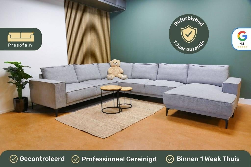 Grote U Bank Licht Grijs Profijt Calira [Refurbished], Huis en Inrichting, Banken | Bankstellen, -, -, Hoekbank, 300 cm of meer
