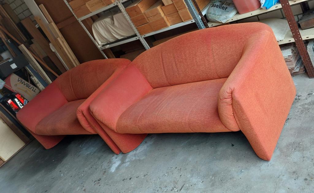 Leolux banken 160 cm breed, oranje met slijtageplekken, Huis en Inrichting, Banken | Bankstellen, Ophalen, Gebruikt, Overige maten